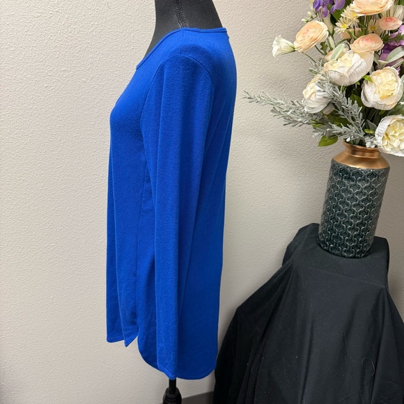 Calvin Klein Royal Blue Long Sleeve Stretch Knit Top Women’s Small Classic Tee - Picture 2 of 9